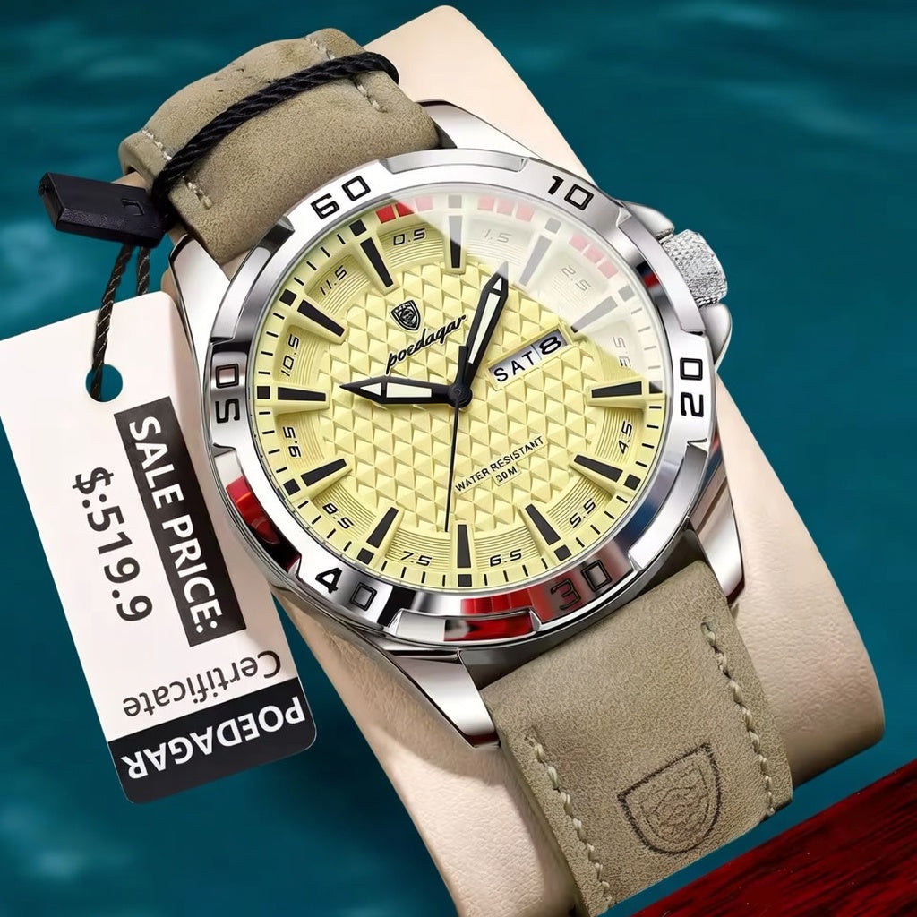 POEDAGAR Luxury Waterproof Quartz Watch for Men